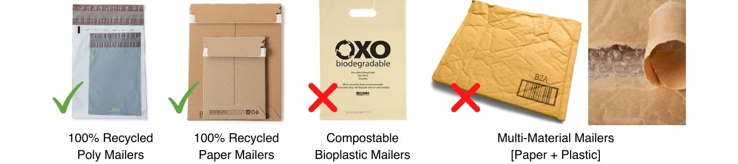 paper versus plastic versus bioplastic mailer comparison