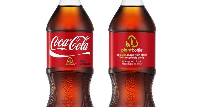 Front & Back Coca Cola Bottle with Plant Bottle Icon