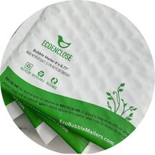 recycled bubble mailer in white and green