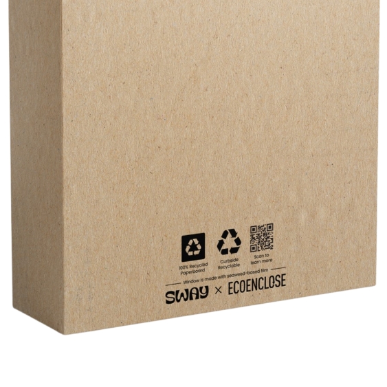 Sway x EcoEnclose print on back of box