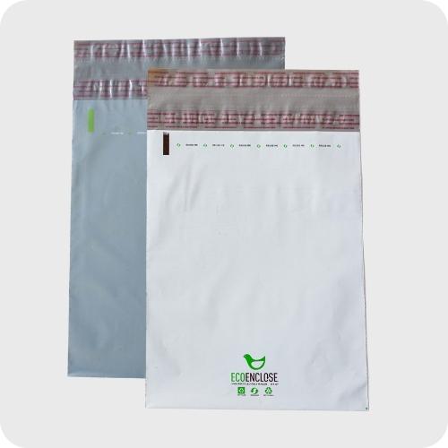ivory and gray 100% recycled poly mailers