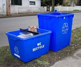 blue recycle bins 